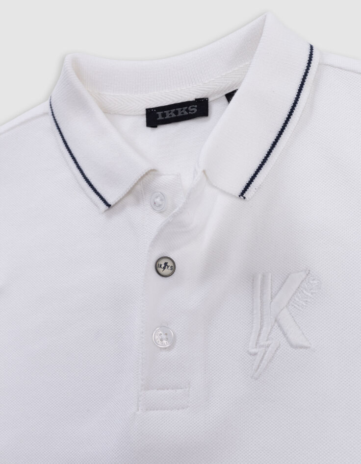 White polo shirt with K-lightning embroidery for boys-5