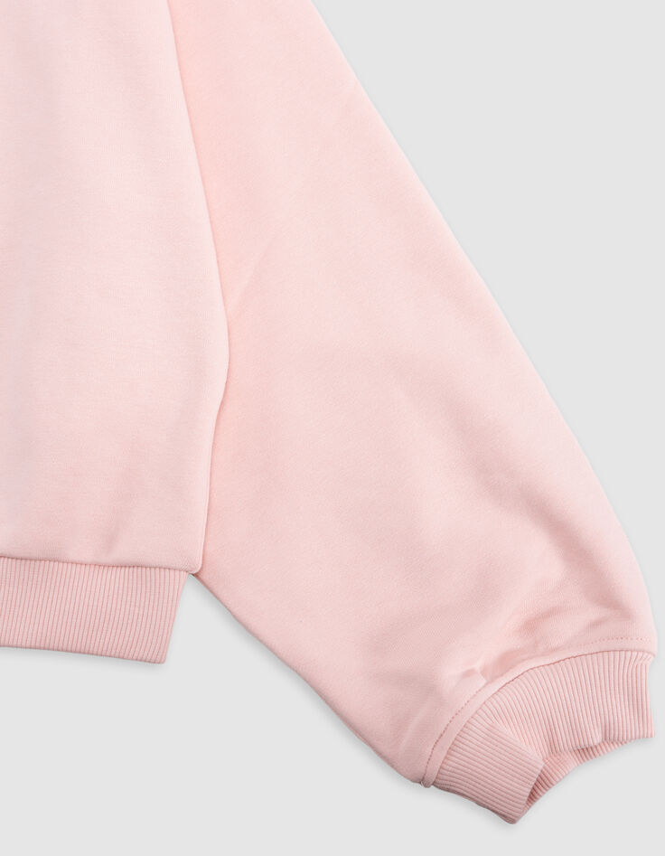 Pink monogrammed velour sweater for girls-5