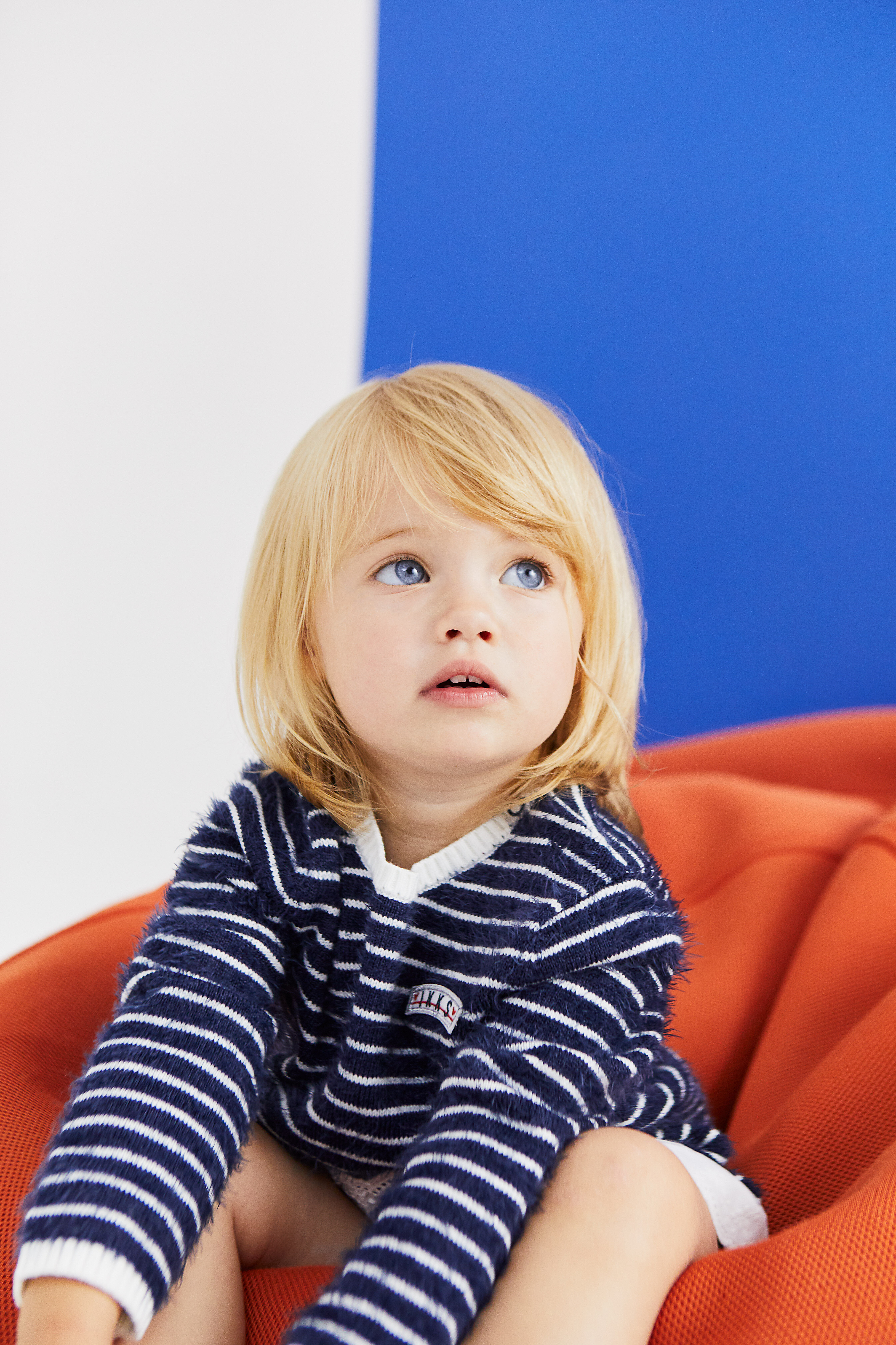 Vestido navy rayas blanco roto de tricot bebe nina IKKS