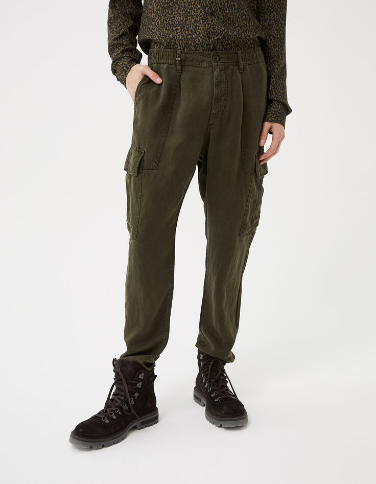 Men&rsquo;s light khaki flowing COMBAT trousers-2