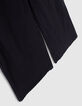 Weite, marineblaue Crop-Mädchenhose mit Plissee-4