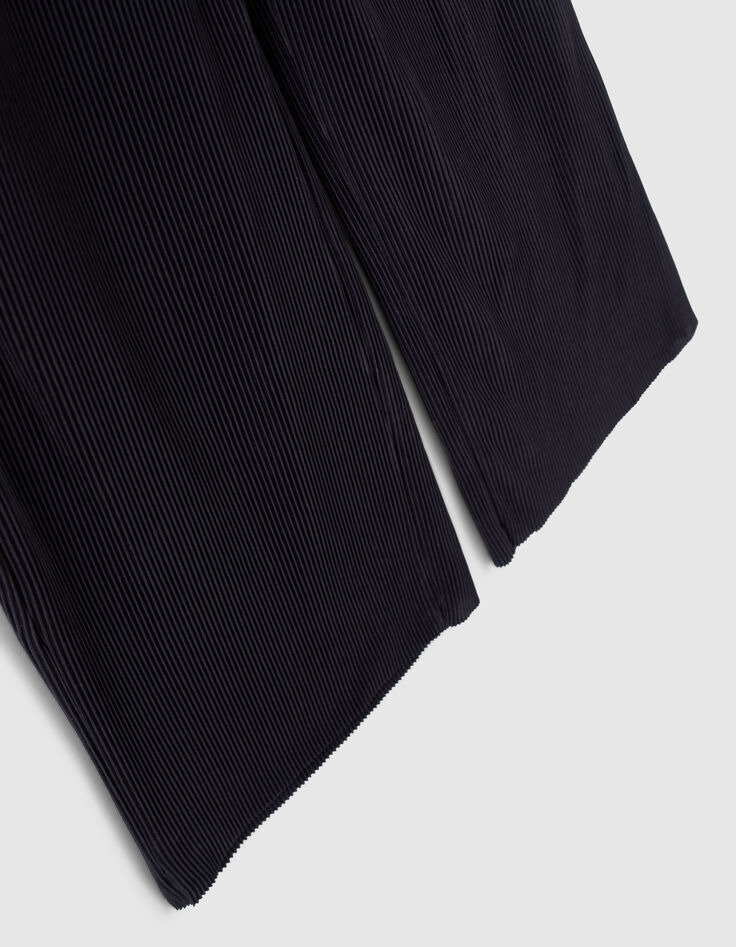 Weite, marineblaue Crop-Mädchenhose mit Plissee-4