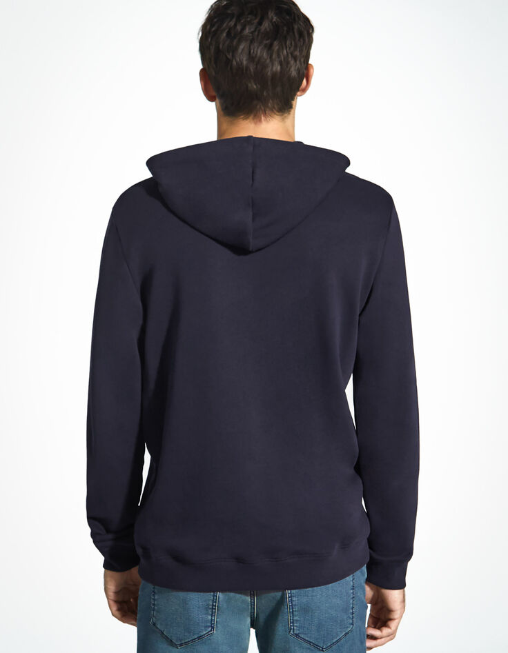 Sudadera azul oscuro ecológico capucha Hombre-3
