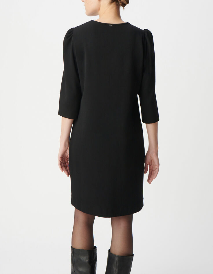 Robe housse noire surpiq&ucirc;res lurex encolure V Femme-3