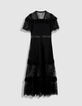 Dames zwarte kant sheer maxi jurk-7
