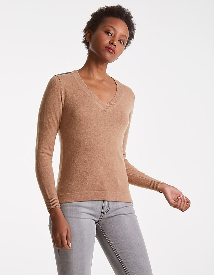 Women's taupe cashmere sweater - IKKS