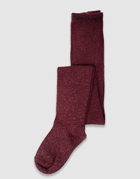 Bordeauxrote Mädchenstrumpfhose mit Kupferglitzer - IKKS