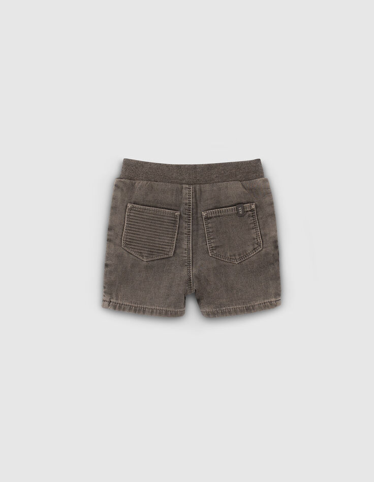 Baby boys’ grey denim elasticated waist Bermuda shorts-2
