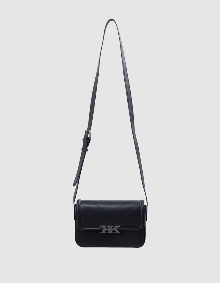 Sac à main noir rigide décor clous fille-4