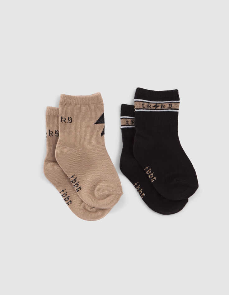 Calcetines negro y beige bebé niño-2