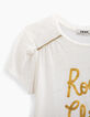 Girls’ off-white T-shirt with gold slogan-5