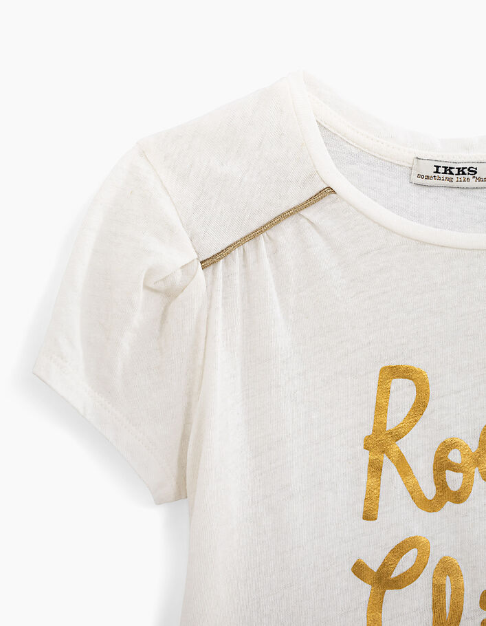 Gebroken wit T-shirt met gouden tekst meisjes - IKKS