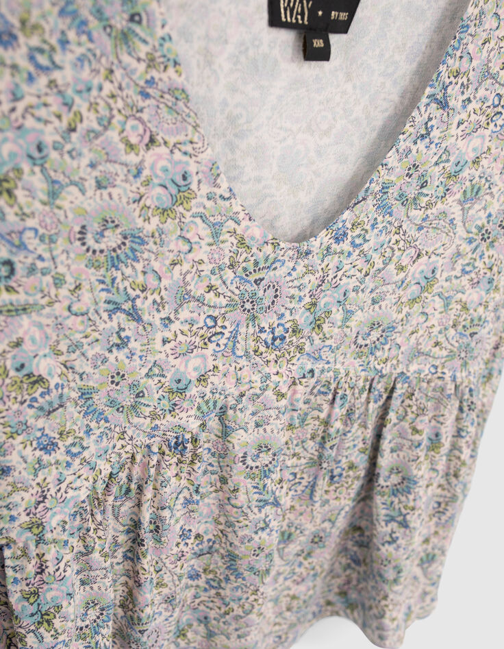 Girls’ ecru flowery print LENZING™ ECOVERO™ blouse-5