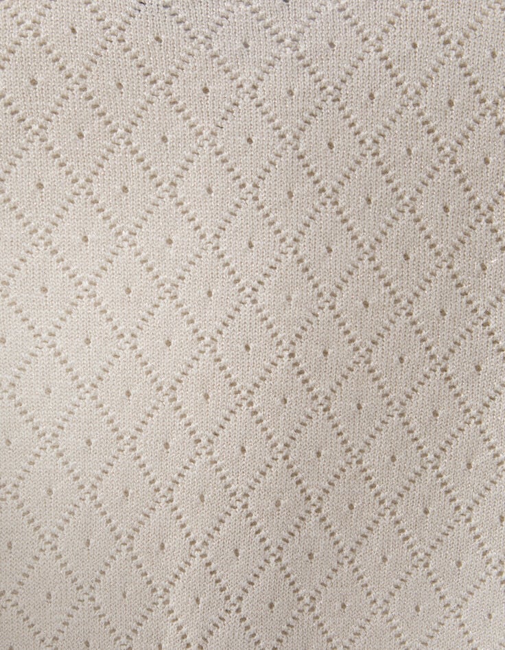 Cardigan écru tricot lurex fantaisie dos fille-6