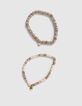 Bracelets perles craie et dor&eacute;es Femme-2