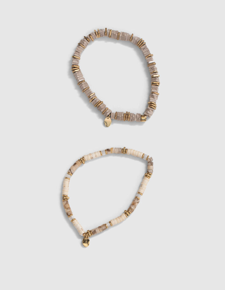 Bracelets perles craie et dor&eacute;es Femme-2