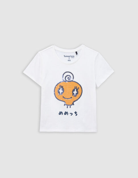 Wit T-shirt bio lovertjes TAMAGOTCHI x IKKS meisjes - IKKS