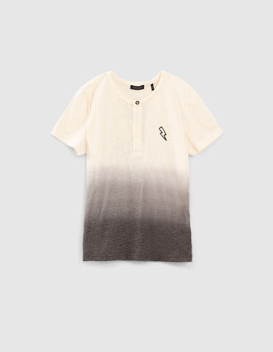 Ivoor T-shirt Tunesische kraag deep dye effect bio  - IKKS
