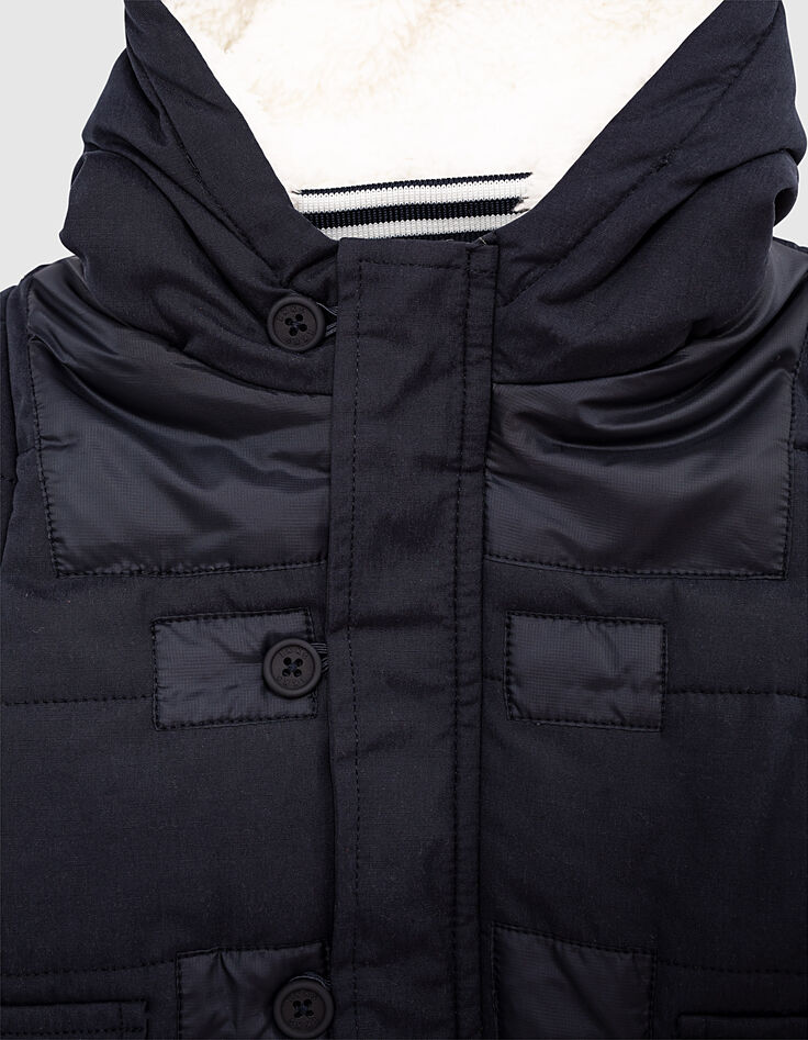 Parka navy à capuche garnissage recyclé bébé garçon -5