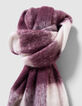 Girls’ burgundy fringed scarf with white XL checks-6