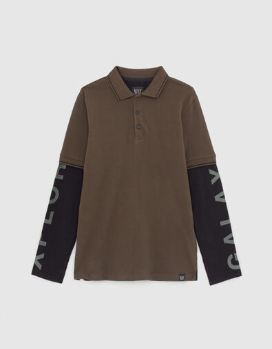 Bronzefarbenes Jungenpoloshirt mit schwarzem Jersey  - IKKS