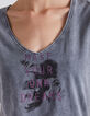 Grijs T-shirt V-hals opdruk gezichten dames-5