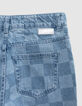 MOM blue jeans Waterless checkerboard pattern for girl-8