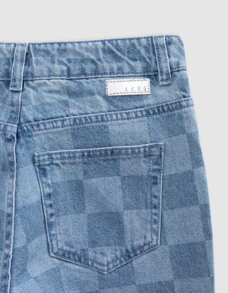 MOM blue jeans Waterless checkerboard pattern for girl-8