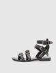 Sandalias cuero ante negro hebilla mujer-5