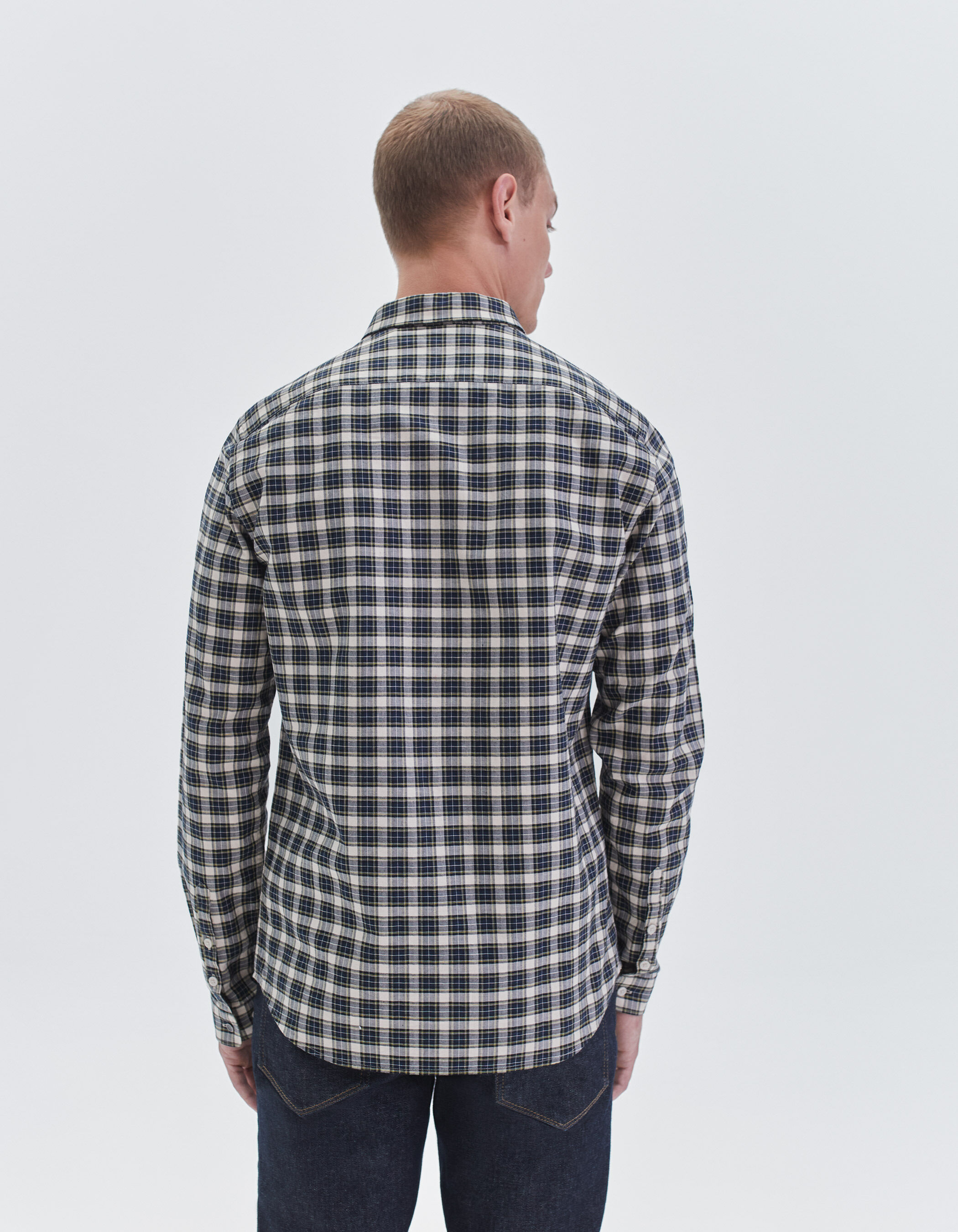 Chemise SLIM marine motif carreaux Homme