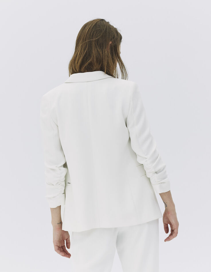 Women’s ecru suit jacket with rolled up sleeves-2