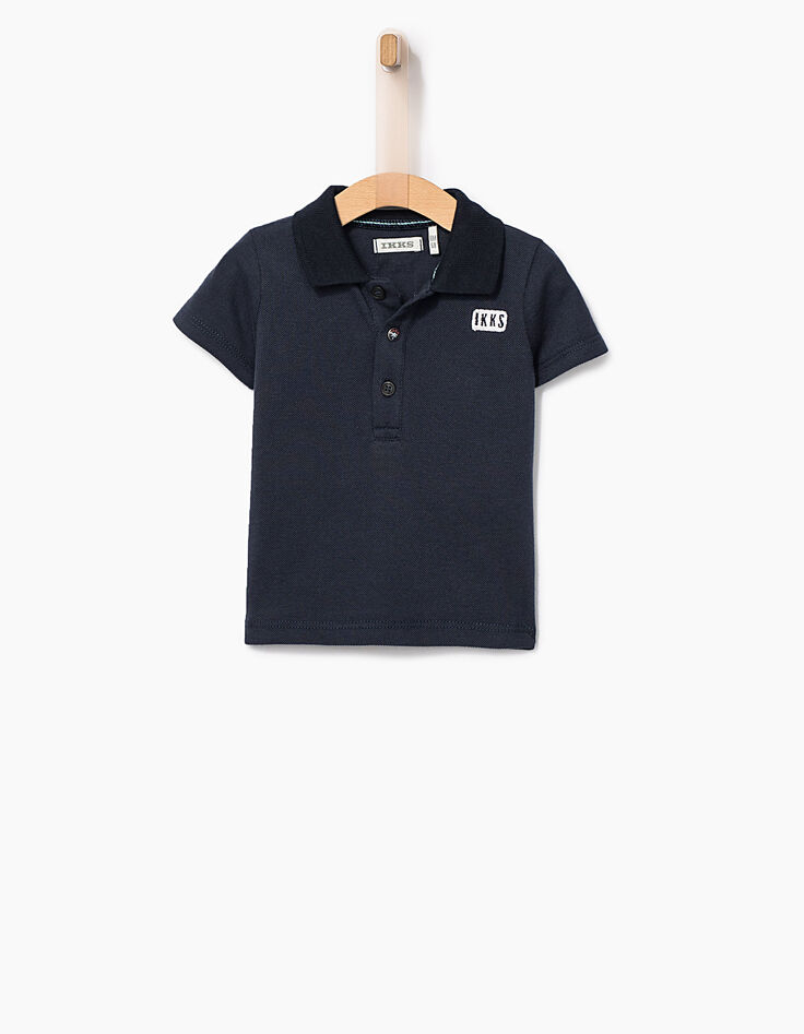 Baby boys' navy polo shirt with printed back-1 Baby boys' navy polo shirt with printed back-1