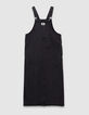 Robe-salopette midi en jean gris fendue fille-6