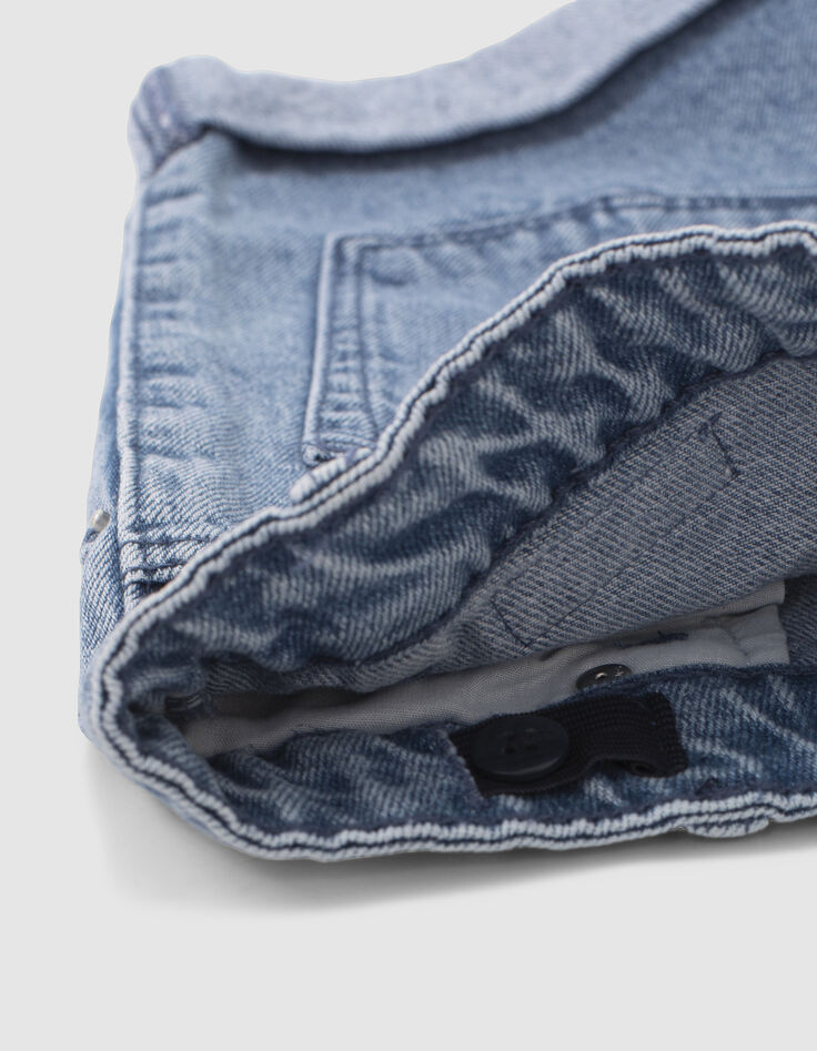 Girls’ blue organic cotton cuffed denim shorts-4