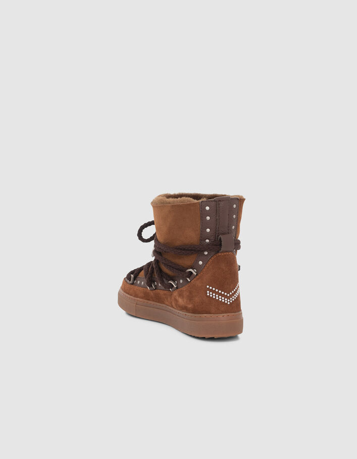 Women’s camel INUIKII x IKKS suede fleece-lined boots - IKKS