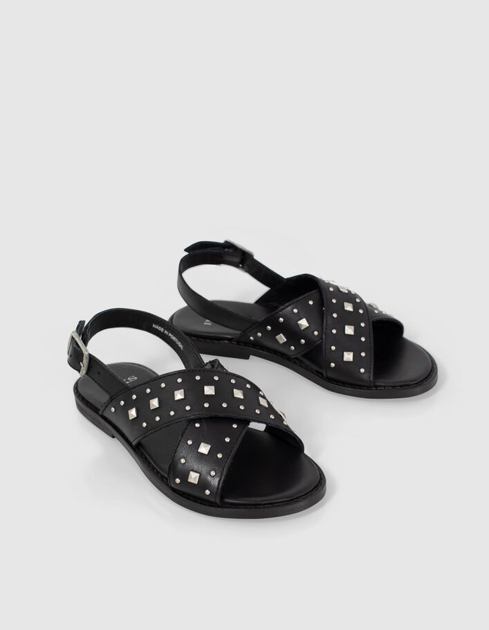 Girls’ black studded sandals