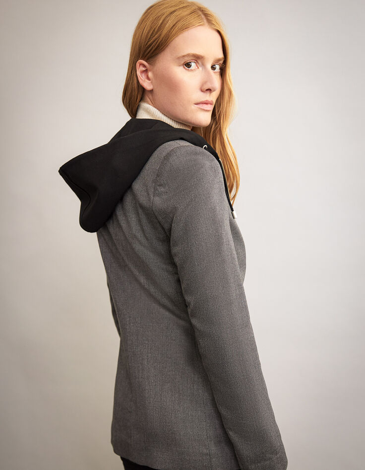 Chaqueta sastre de hilo gris vuelta amovible mujer-2