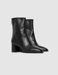 Boots à talon noires cuir zippées Femme-8