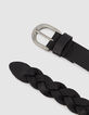 Women's Thin Black Braided Leather Belt-3