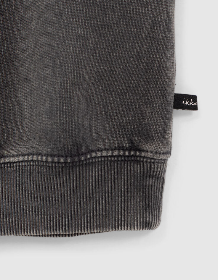 Robe sweat gris molleton d&eacute;lav&eacute; &agrave; message fille-2
