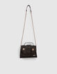 Schwarze M&auml;dchen-Minihandtasche mit silberfarbenen Sternen-1