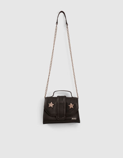 Schwarze M&auml;dchen-Minihandtasche mit silberfarbenen Sternen - IKKS