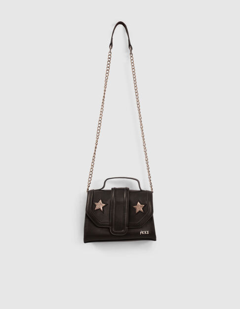 Schwarze Mädchen-Minihandtasche mit silberfarbenen Sternen - IKKS