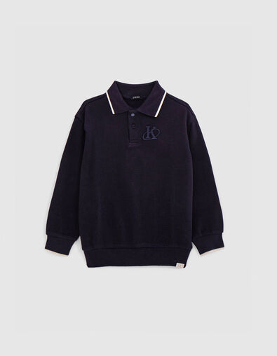 Polo nido de abeja algod&oacute;n azul marino ni&ntilde;o - IKKS