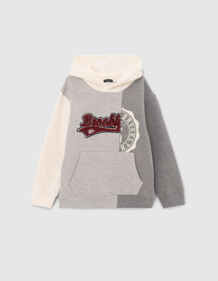Sweater in grijs en ecru afgesneden opdrukken jongens-3