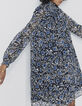Women’s blue flower print dotted Swiss voile short dress-2
