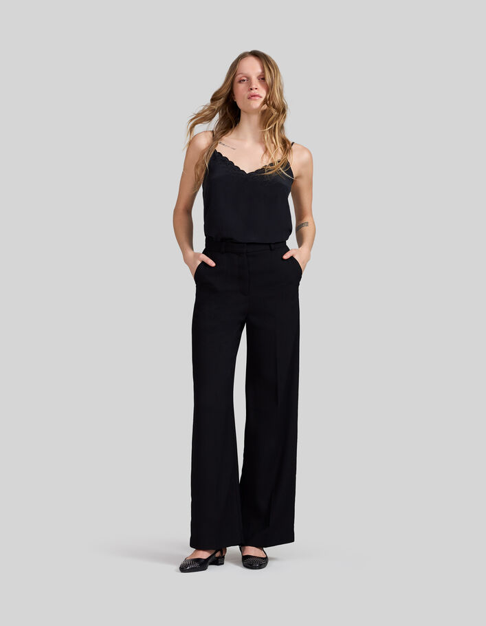 Top lencero de seda negro bordado calavera mujer-3
