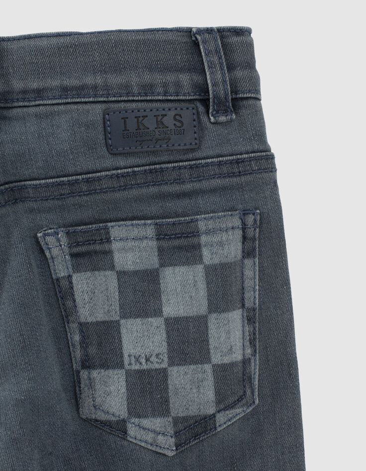 Jean skinny blue grey damier poche dos garçon-6