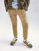 Boys’ camel joggers with textured details-1