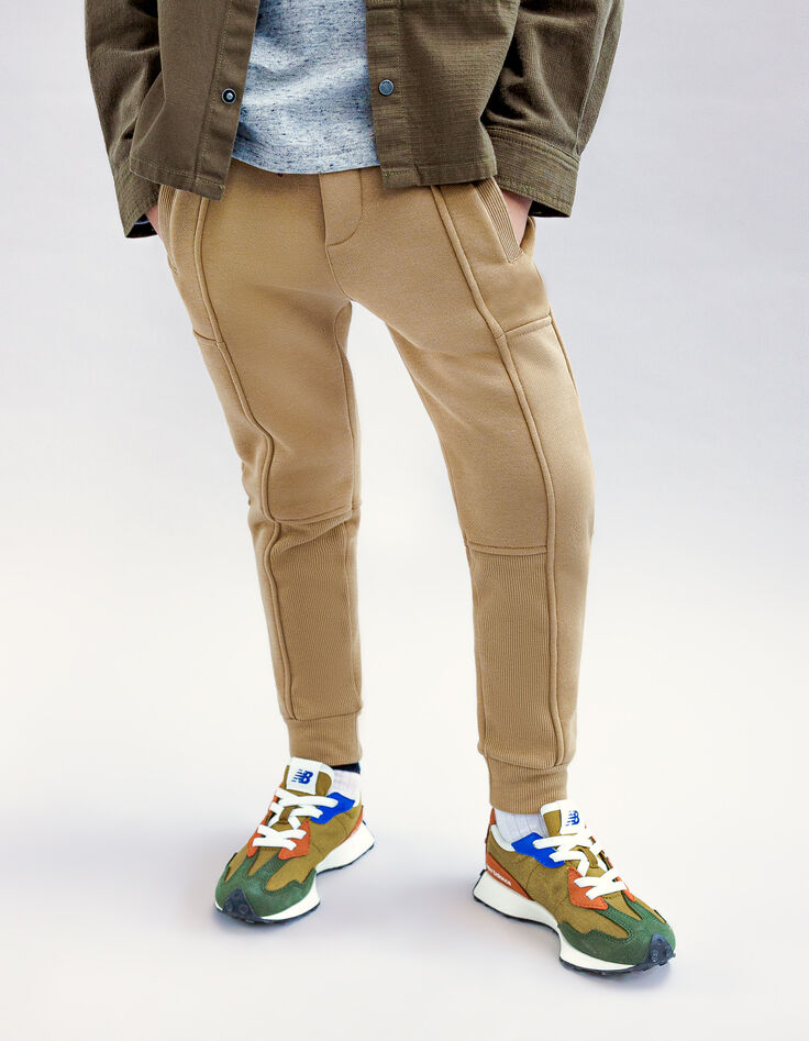 Boys’ camel joggers with textured details-1